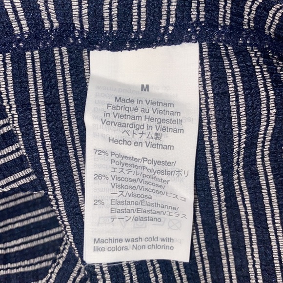 Texture & Thread Madewell Stripe Peasant Visit Top Deep Navy Ellis Stripe- Sz M - Picture 9 of 10